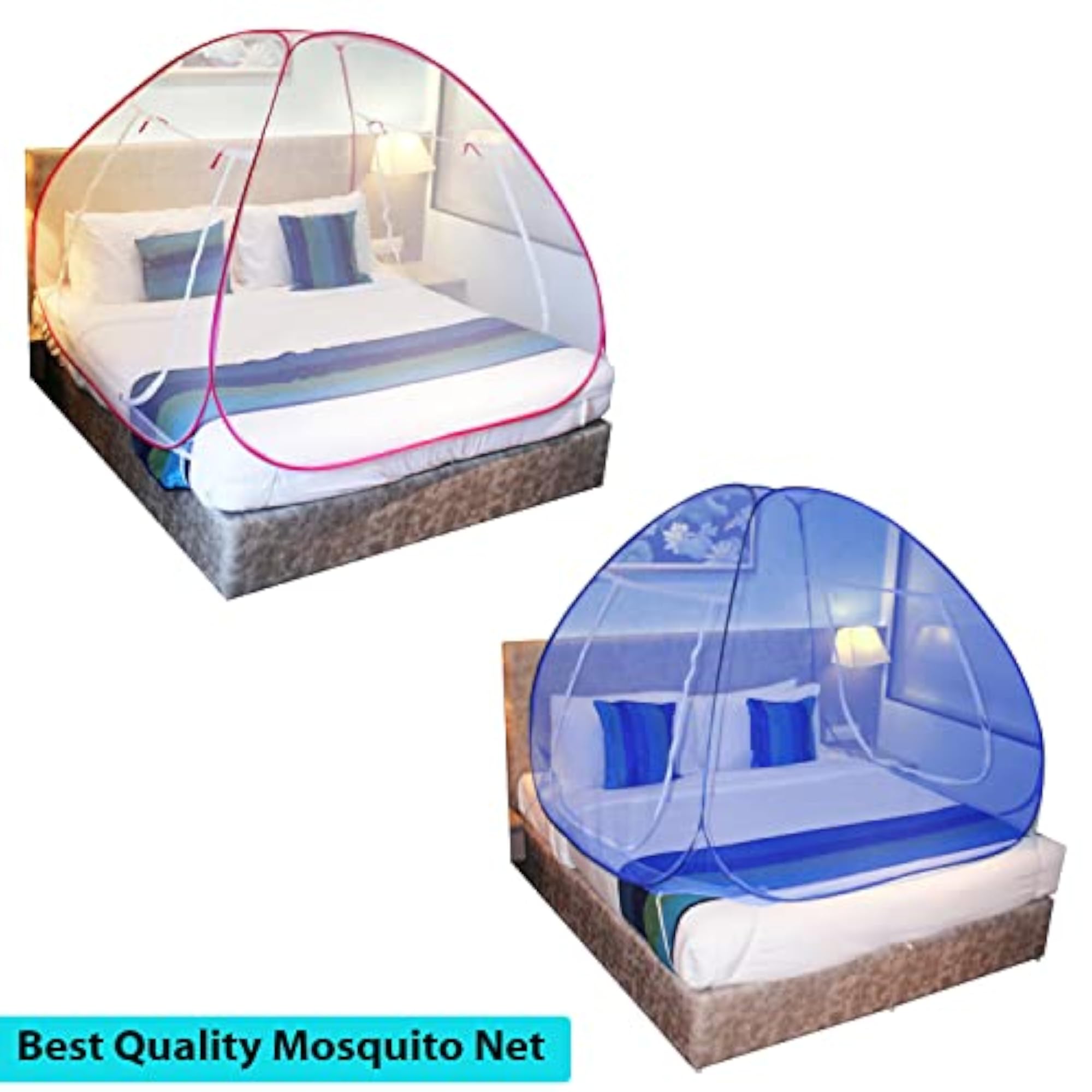 Mosquito Net Combo White and Blue Foldable Double Bed Net